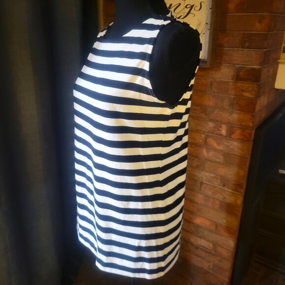 LOFT Sleeveless Black & White Striped Top - Nautical Back Zipper - Size S - Picture 3 of 8